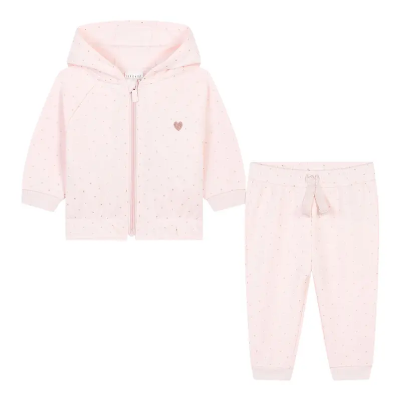 Carre'Ment Beau Completo 2 Pezzi Felpa-Pantalone tinta unita Rosa per Bambina