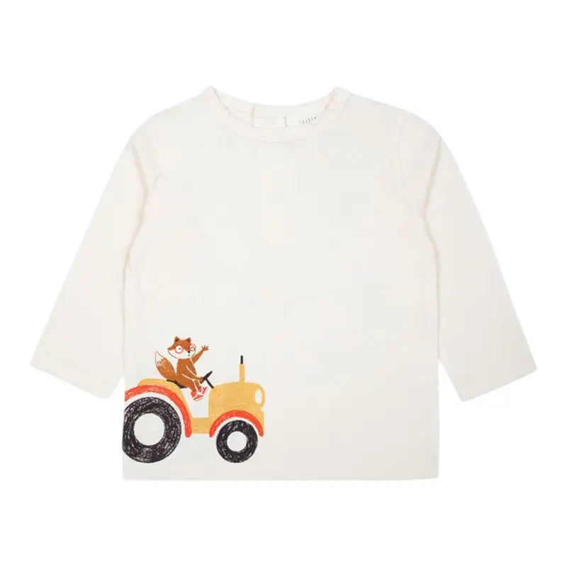 Carre'Ment Beau Shirt Girocollo tinta unita con Stampa Panna per Bambino