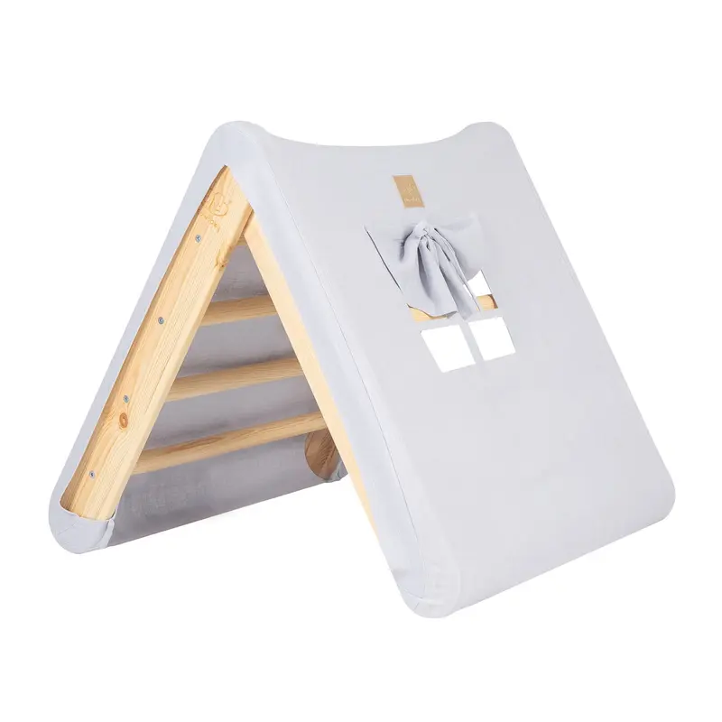 Casetta con Scala in Legno Naturale e Copertura Blu-Grigia