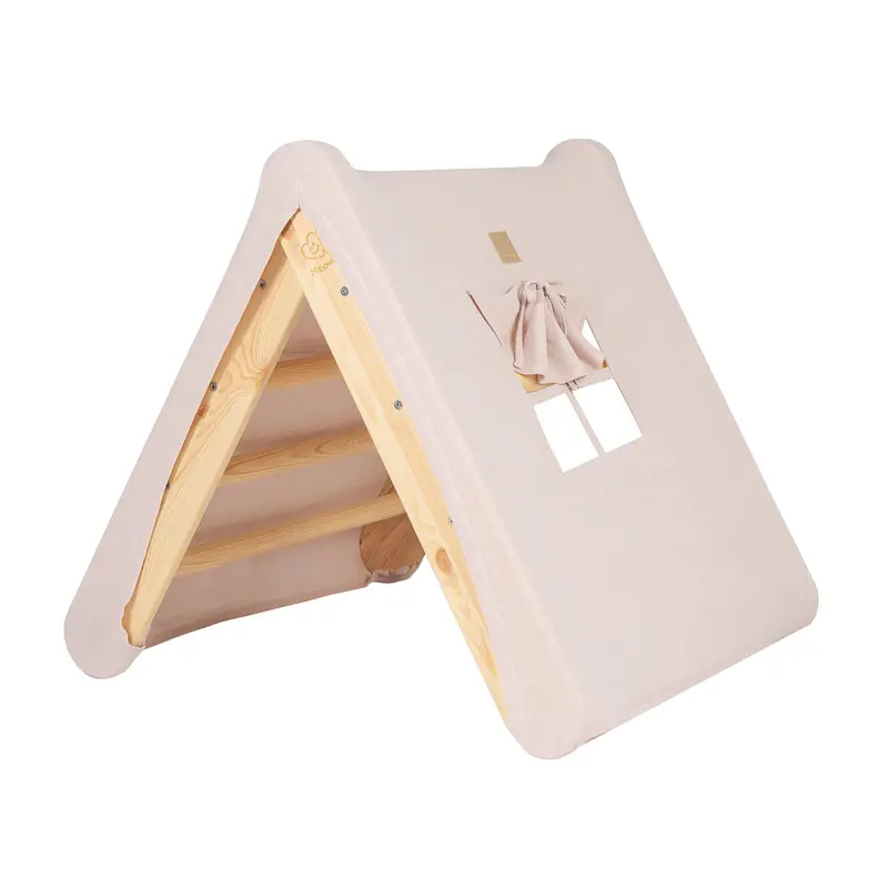 Casetta in Legno Naturale con Scala e Copertura Rosa – Gioco Creativo per Bambini