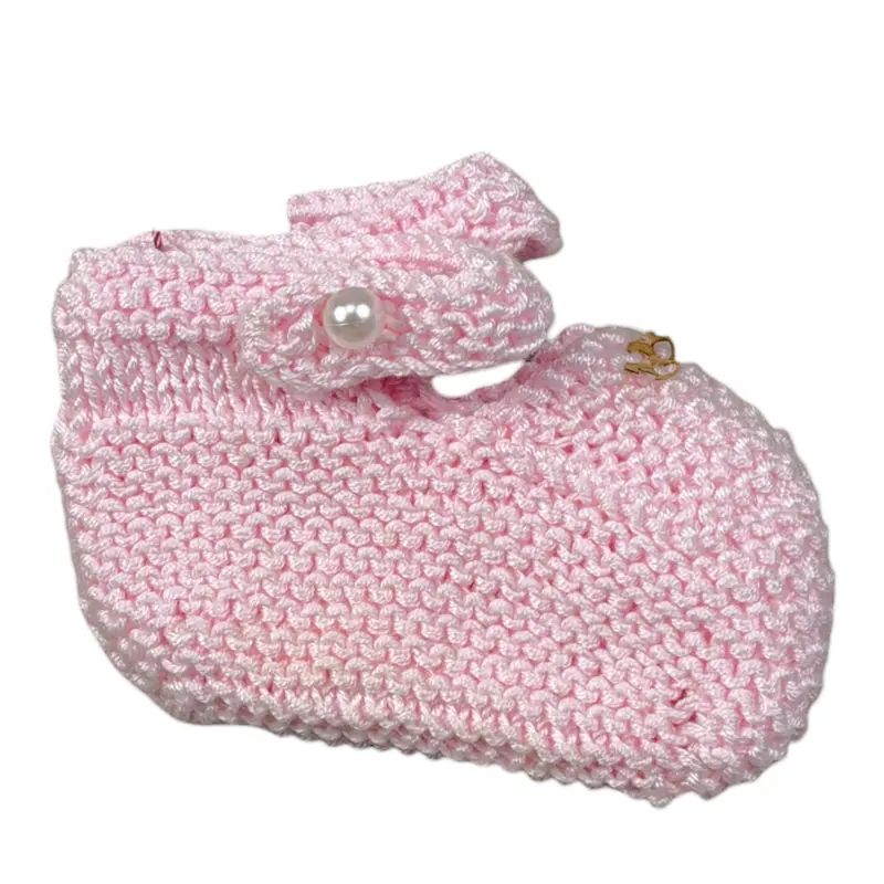 Casilda Jimena Babbucce tinta unita In Filo Rosa per Neonata