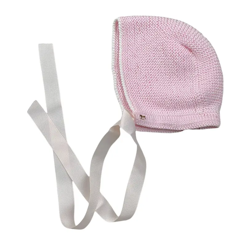 Casilda Jimena Cappello tinta unita In Filo Rosa per Neonata