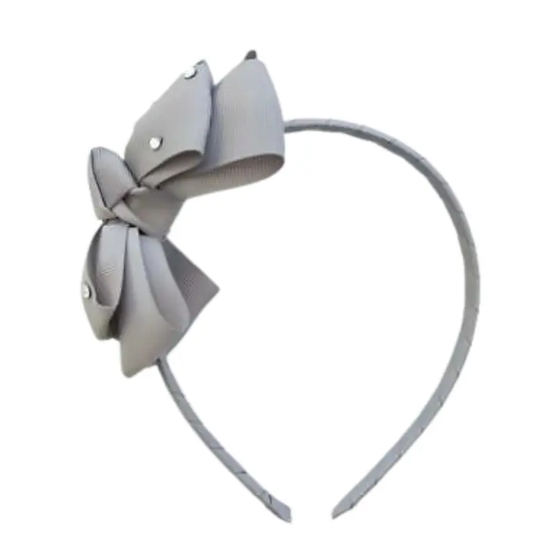 Cerchietto grigio con fiocco e strass