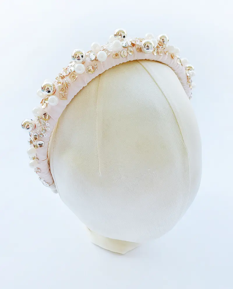 Cerchietto ricamato a mano con perline e Swarovski