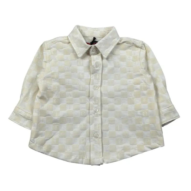 Cesare Paciotti Camicia Manica Lunga tinta unita con Loghi Panna per Neonato