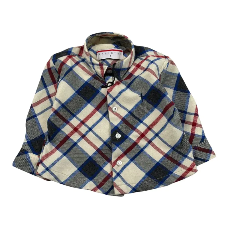 Cesare Paciotti Camicia Tricolore con Fantasia Panna per Neonato