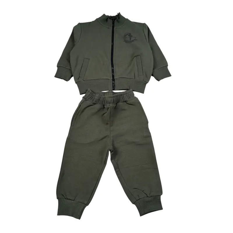 Cesare Paciotti Completo 2 Pezzi Felpa-Pantalone tinta unita Verde per Neonato