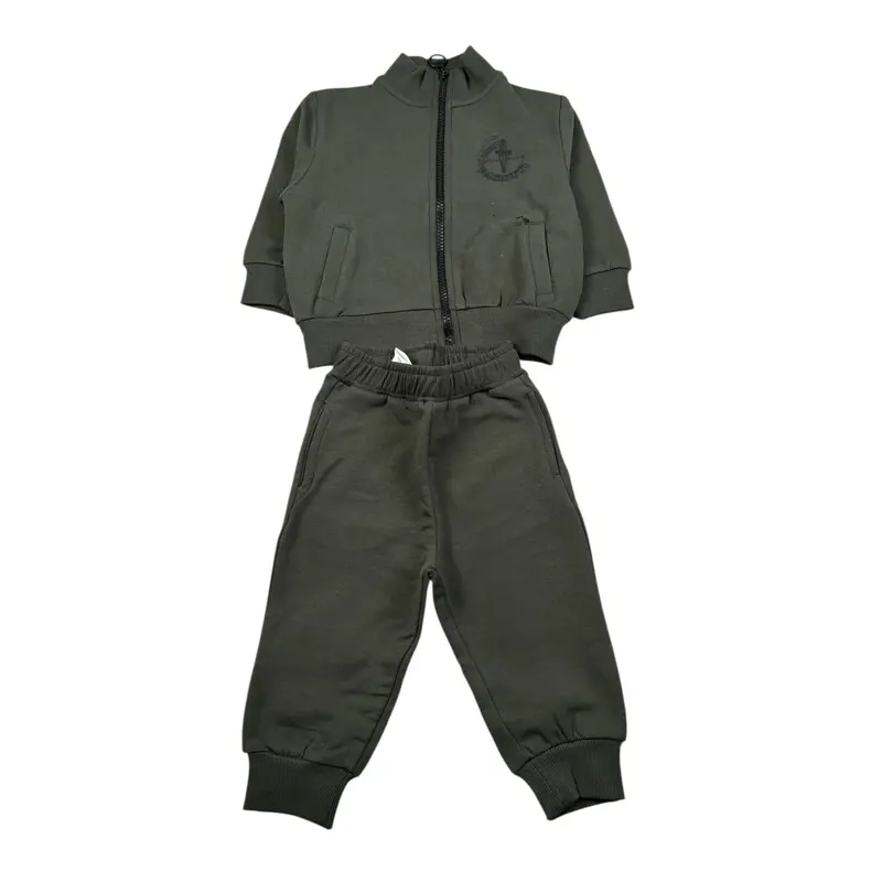 Cesare Paciotti Completo 2 Pezzi Felpa-Pantalone tinta unita Verde per Neonato