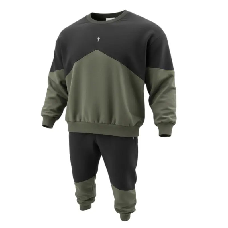 Cesare Paciotti Completo 2Pz Bicolore Felpa-Pantalone Nero/Verde per Bambino