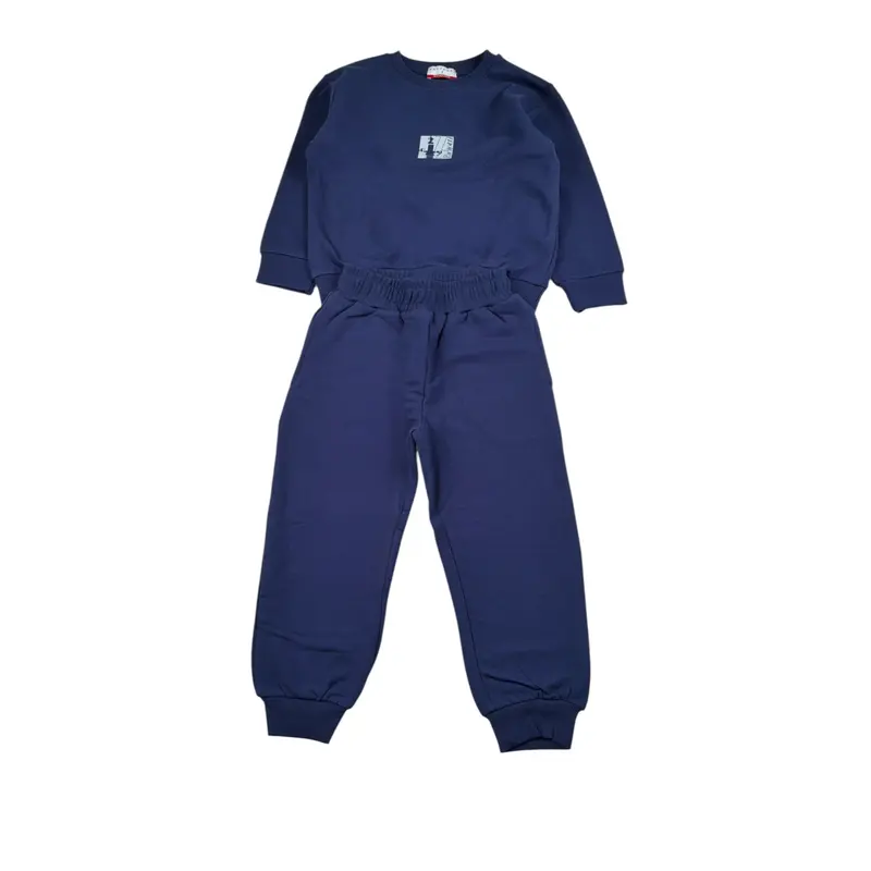 Cesare Paciotti Completo 2Pz Felpa-Pantalone con Stampa Blu per Bambino