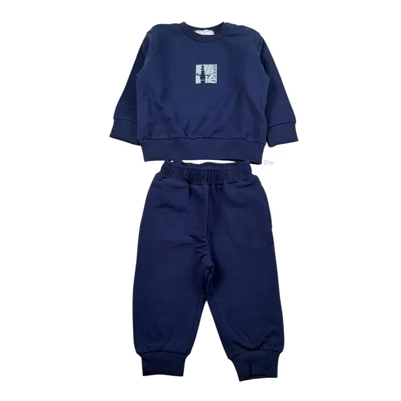Cesare Paciotti Completo 2Pz tinta unita Felpa-Pantalone Blu per Neonato