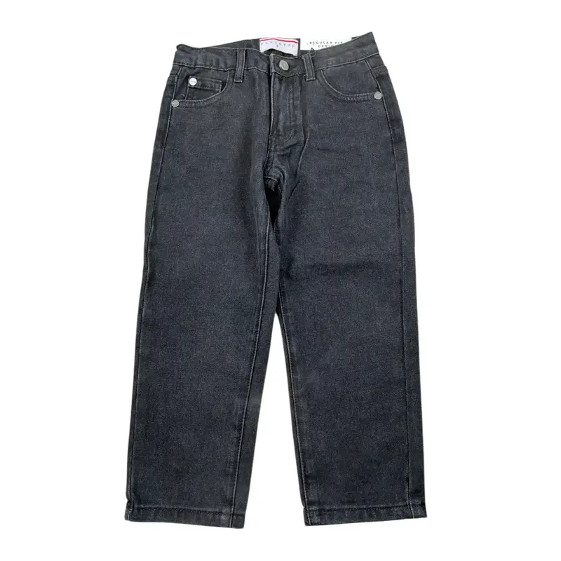 Cesare Paciotti Jeans tinta unita con Girovita Regolabile Nero per Bambino