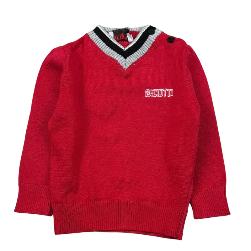 Cesare Paciotti Maglia tinta unita con Scollo A V Rosso per Neonato