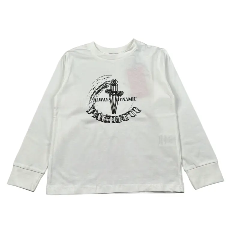 Cesare Paciotti Shirt Girocollo tinta unita con Logo Bianco per Bambino