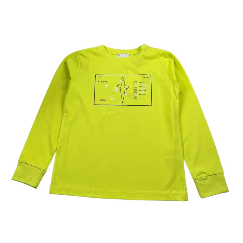 Cesare Paciotti Shirt tinta unita con Stampa Verde Acido per Bambino