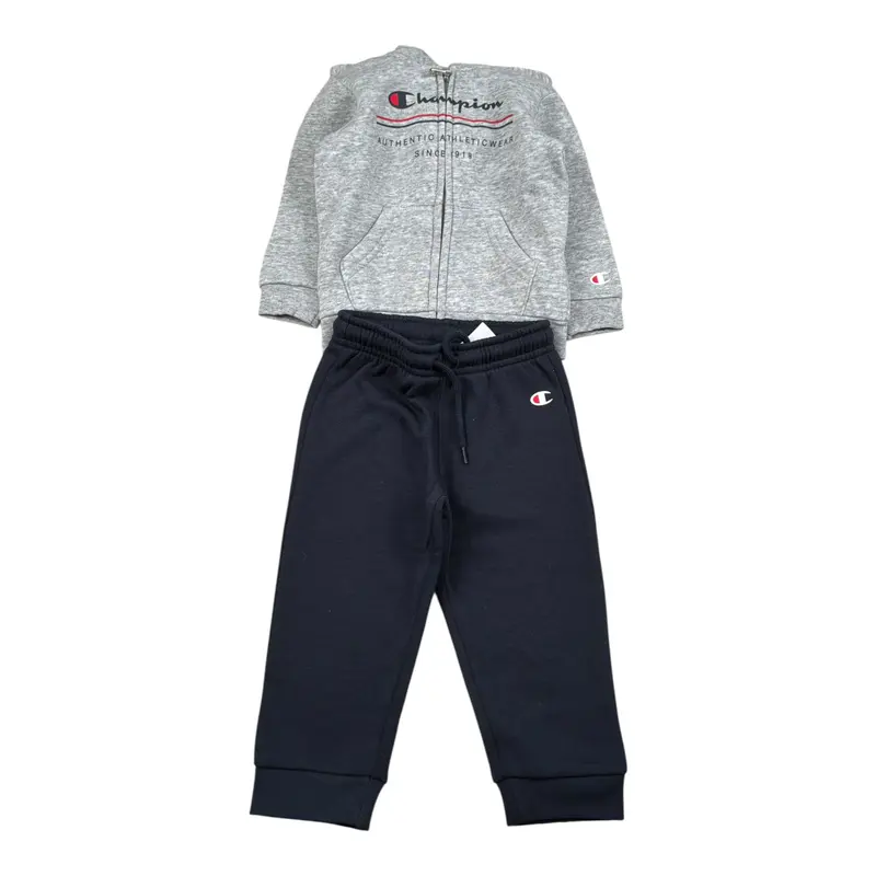 Champion Completo 2Pz Felpa con Zip-Pantalone Grigio per Neonato