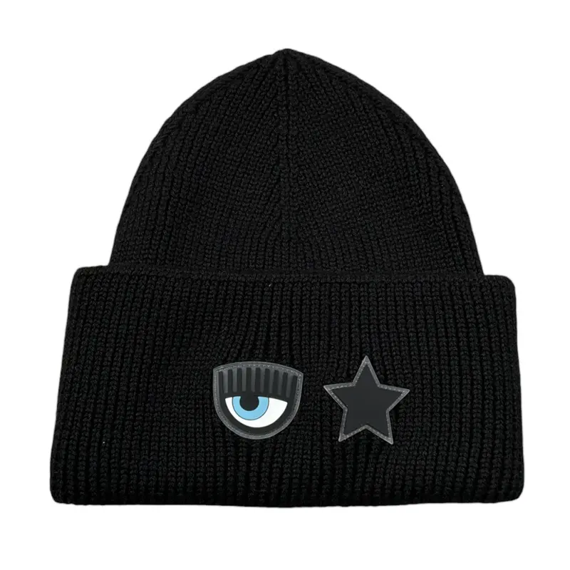 Chiara Ferragni Cappello tinta unita con Logo Nero per Bambina