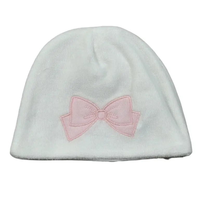 Ciccino Cappello tinta unita In Ciniglia Bianco per Neonata