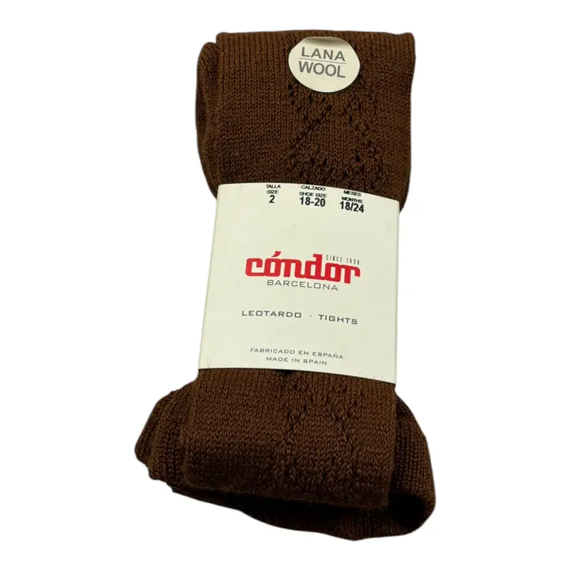 Cnd Calze tinta unita con Ricami Marrone per Bambina