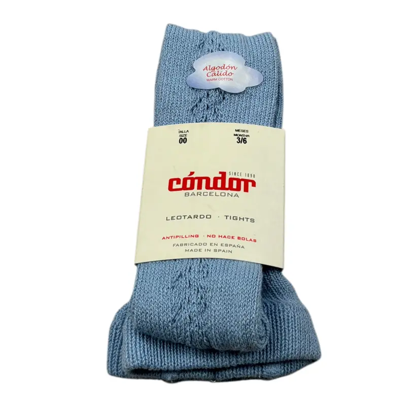 Cnd Calze Tnta Unita con Ricami Azzurro per Neonata