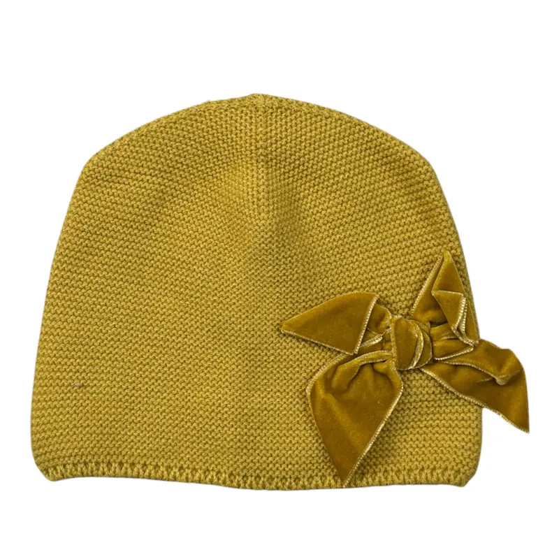 Cnd Cappello tinta unita con Fiocchi Giallo per Bambina