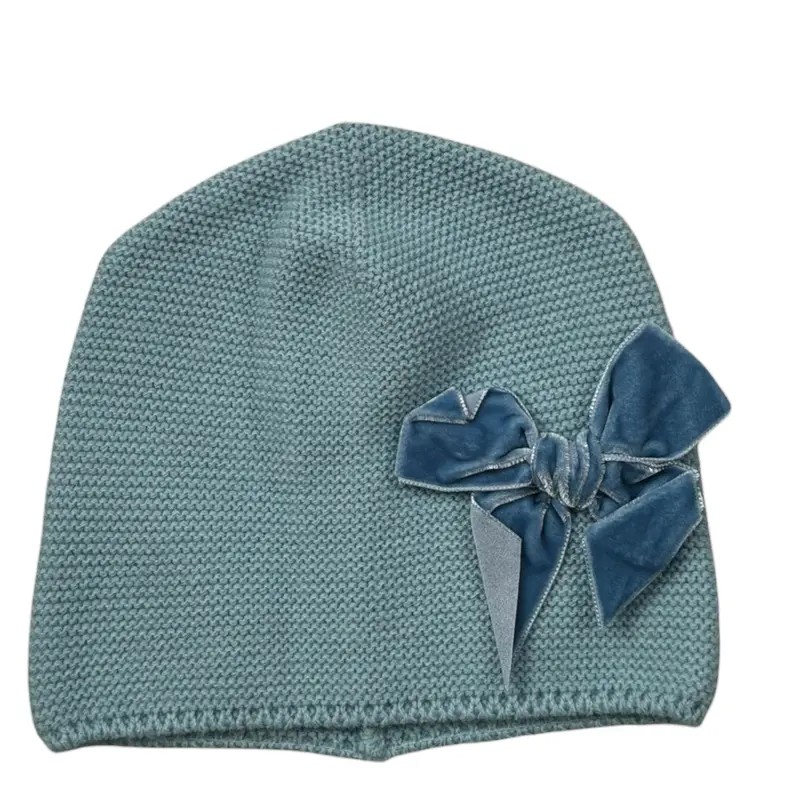 Cnd Cappello tinta unita con Fiocco Azzurro per Bambina