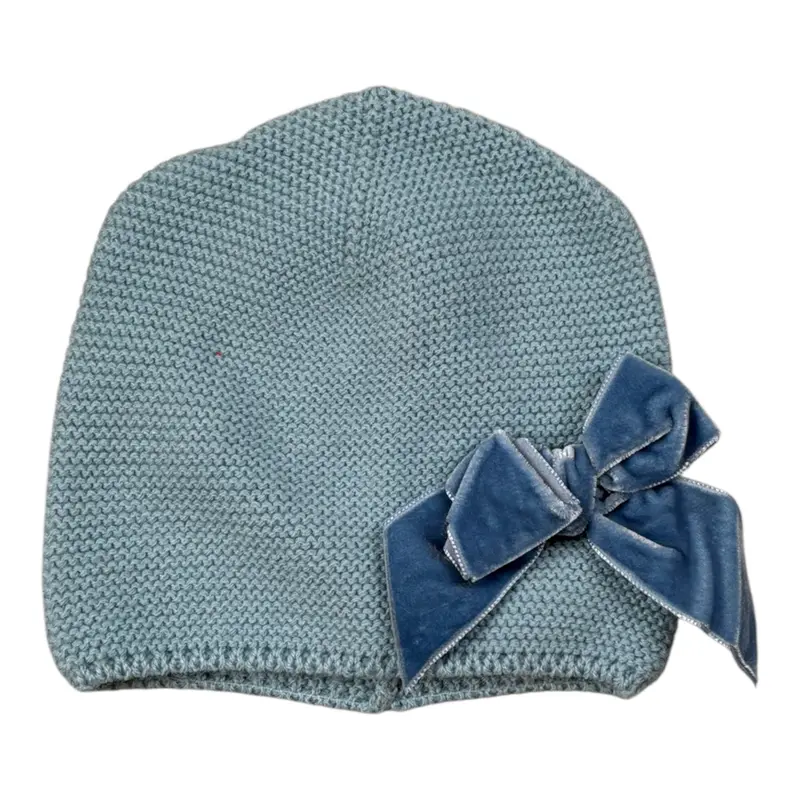 Cnd Cappello tinta unita con Fiocco Azzurro per Neonata