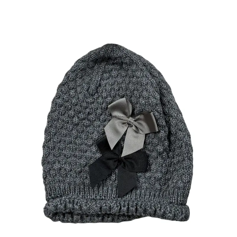 Cnd Cappello tinta unita con Fiocco Grigio per Bambina