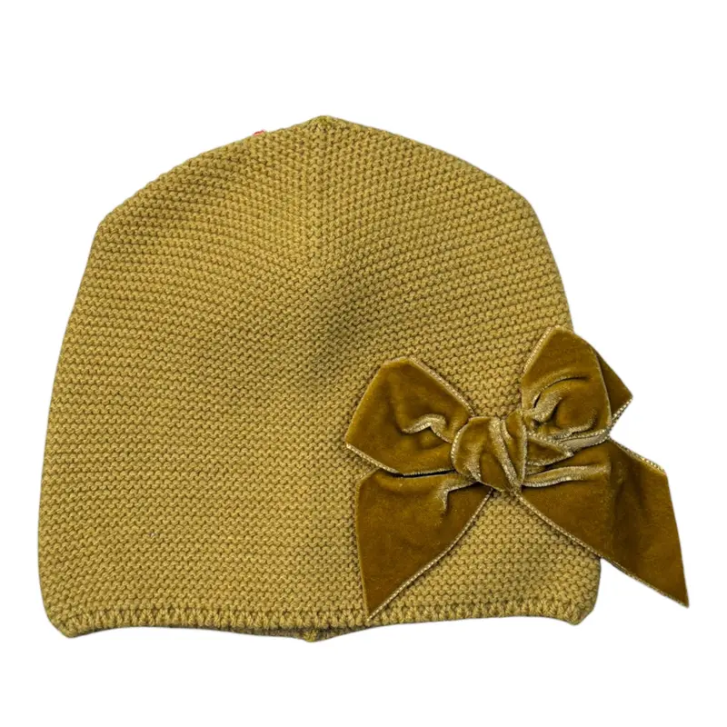 Cnd Cappello tinta unita con Fiocco Ocra per Bambina