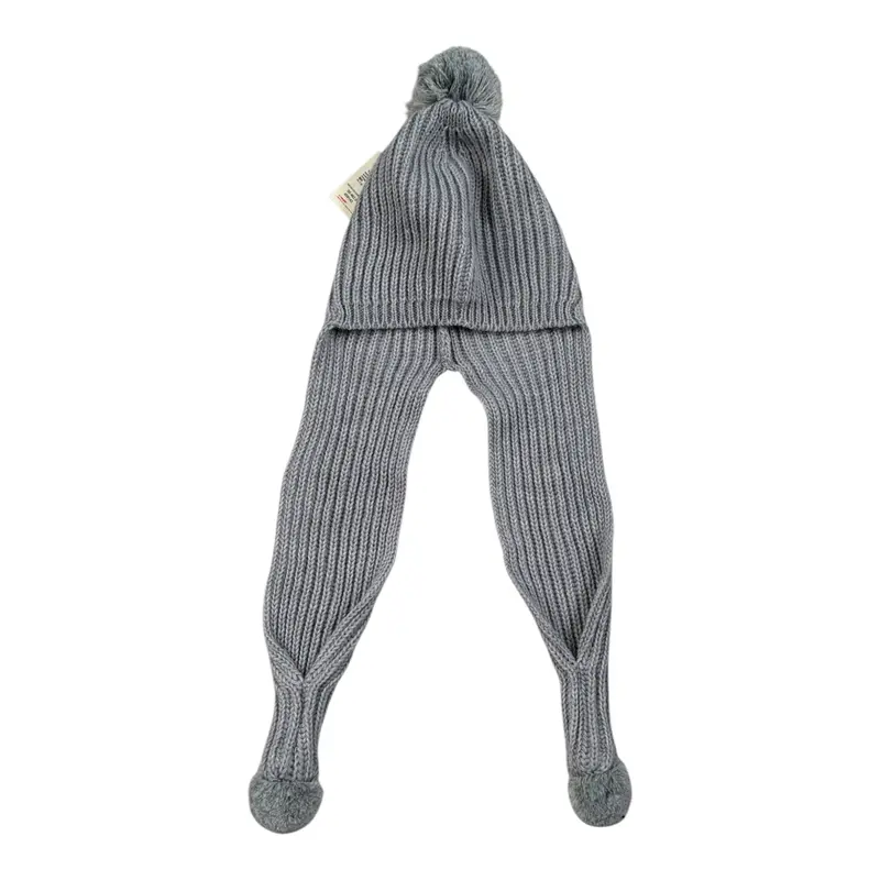 Cnd Cappello tinta unita con Pon Pon Grigio per Bambina