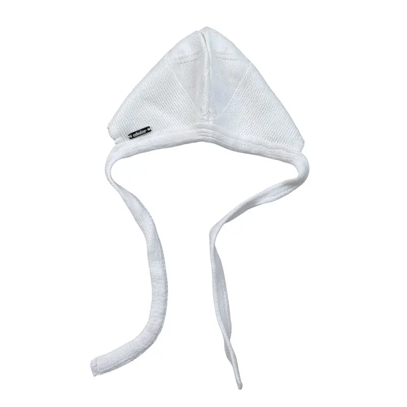 Cnd Cappello tinta unita con Ricami Bianco per Neonata
