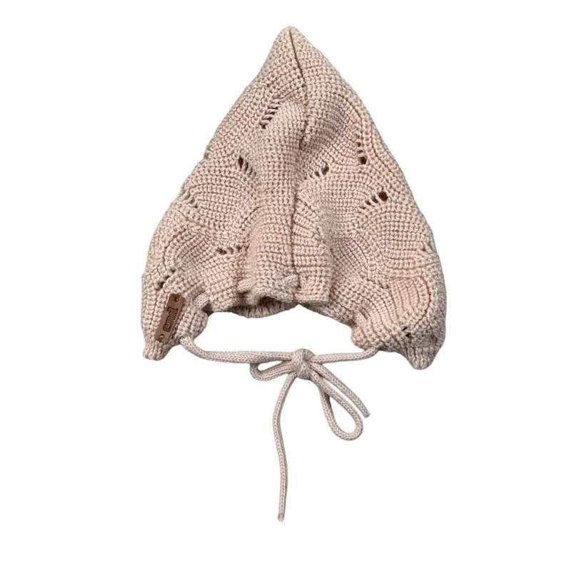 Cnd Cappello tinta unita con Ricami Rosa per Neonata