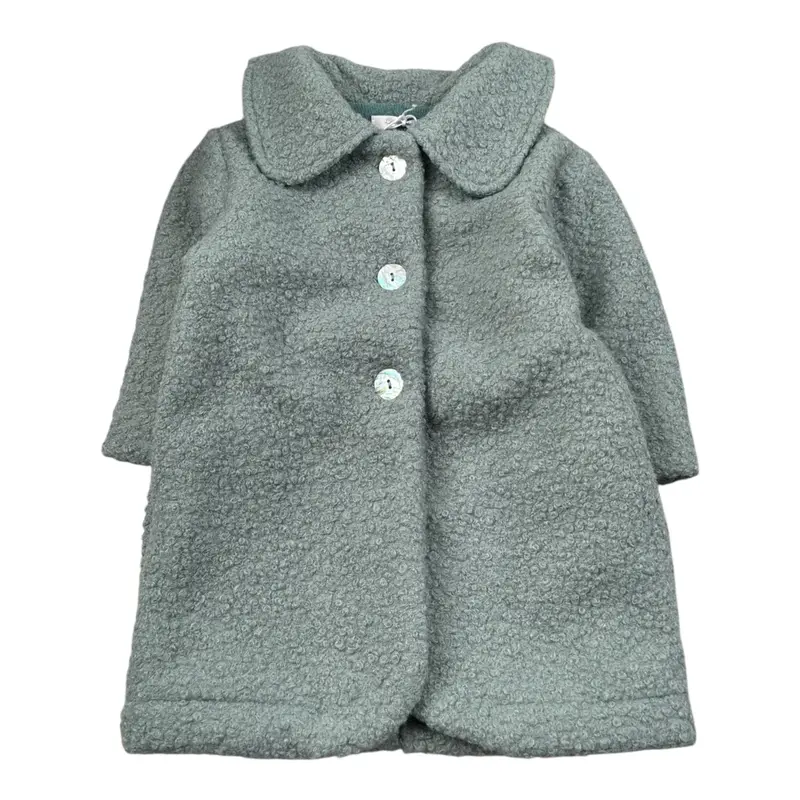 Coccode' Cappotto tinta unita Modello Teddy Verde Acqua per Bambina