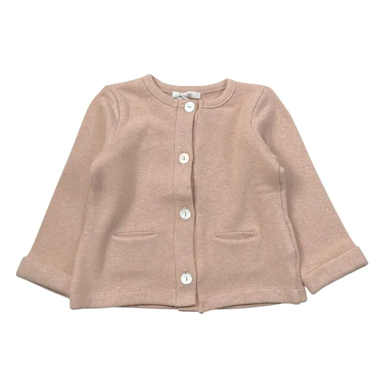 Coccode Cardigan tinta unita con Bottoni Rosa per Neonata