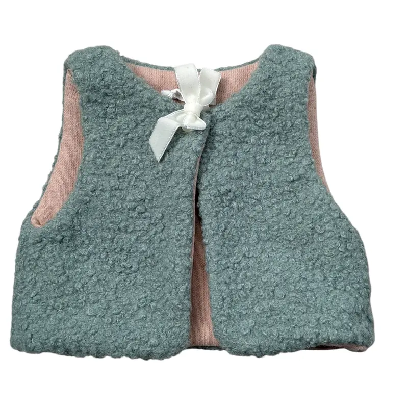 Coccode Gilet tinta unita Teddy Verde per Neonata