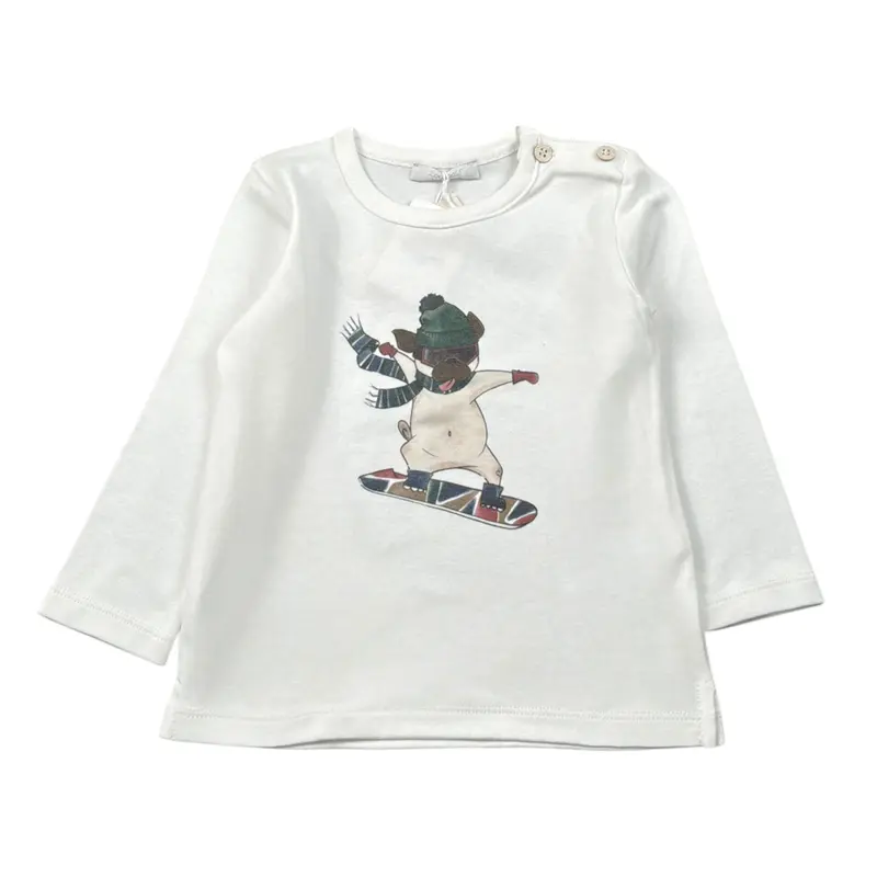 Coccode Shirt tinta unita con Stampa Bianco per Neonato