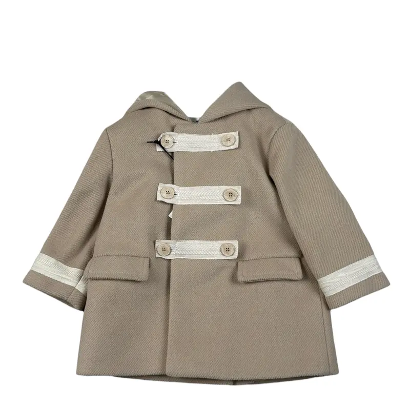 Colori Chiari Cappotto tinta unita con Cappuccio Fango per Neonato