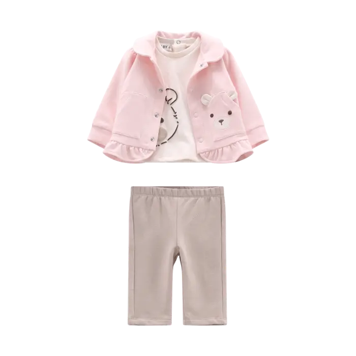 Completo 3 Pezzi Orsetto Rosa e Leggings Melby