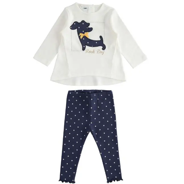 Completo bambina con maxi maglia e leggings pois