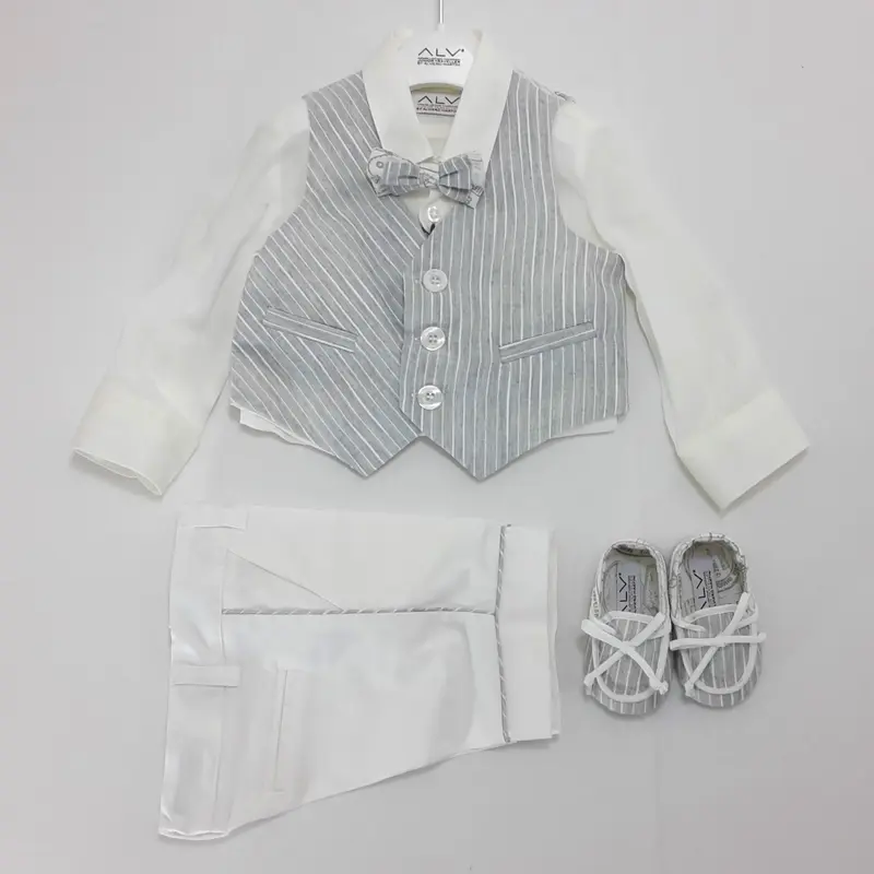 COMPLETO battesimo ALVIERO MARTINI con bermuda bianca e gilet fasciato compreso di scarpe