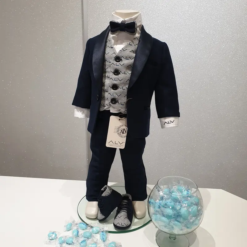 Completo battesimo Alviero Martini smoking con gilet e scarpe ALV