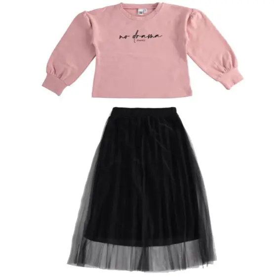 Completo felpa con gonna in ciniglia con tulle