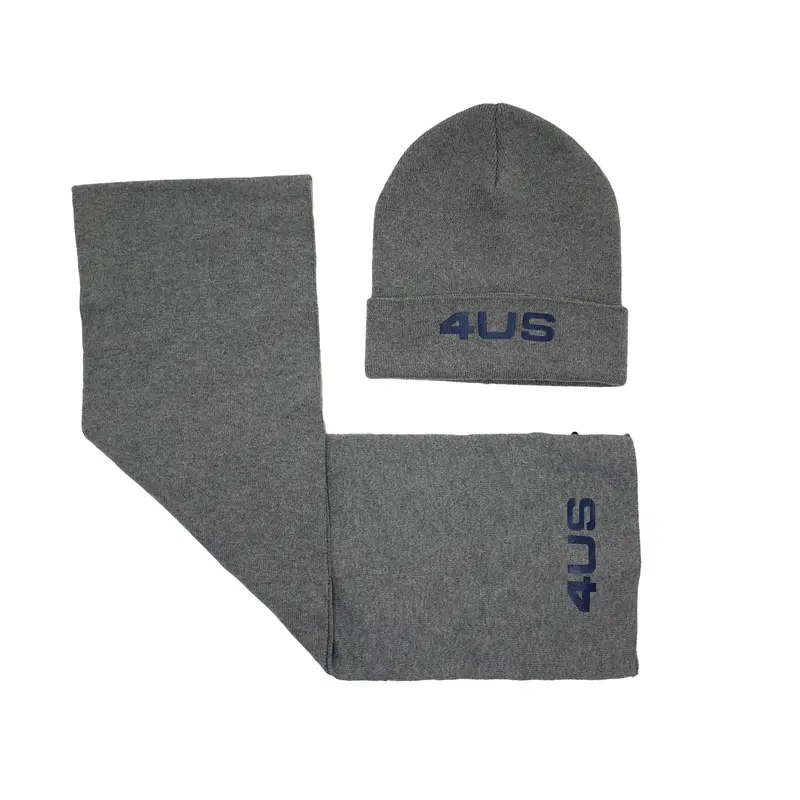 COMPLETO Grigio Paciotti sciarpa e cappello bambino con logo a contrasto