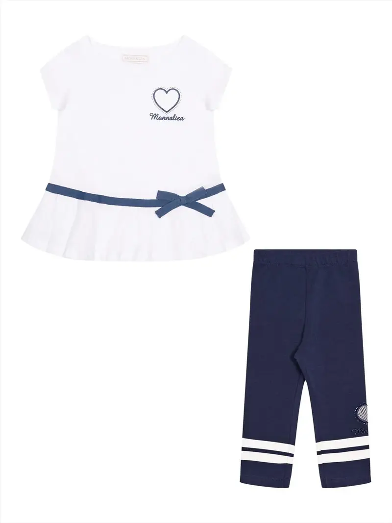 Completo Monnalisa bianco e blu bambina.