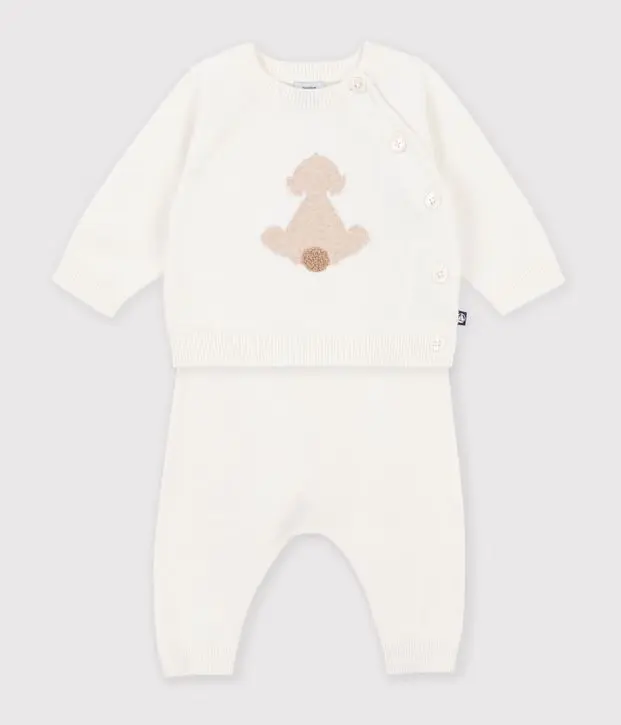 Completo neonato in maglia lavorata fantasia Petit Bateau