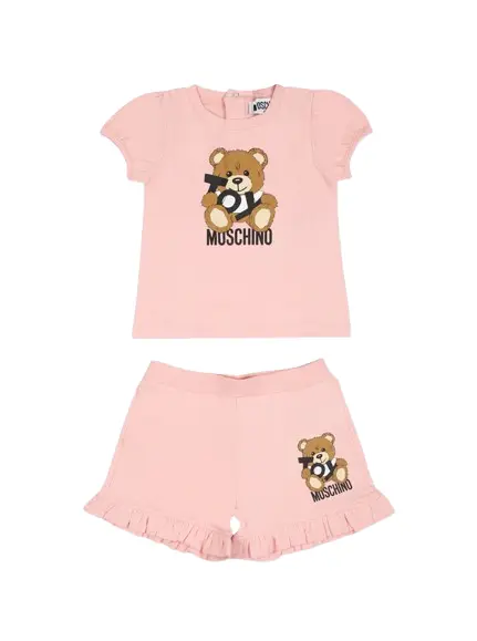 Completo rosa per neonata con Teddy Bear