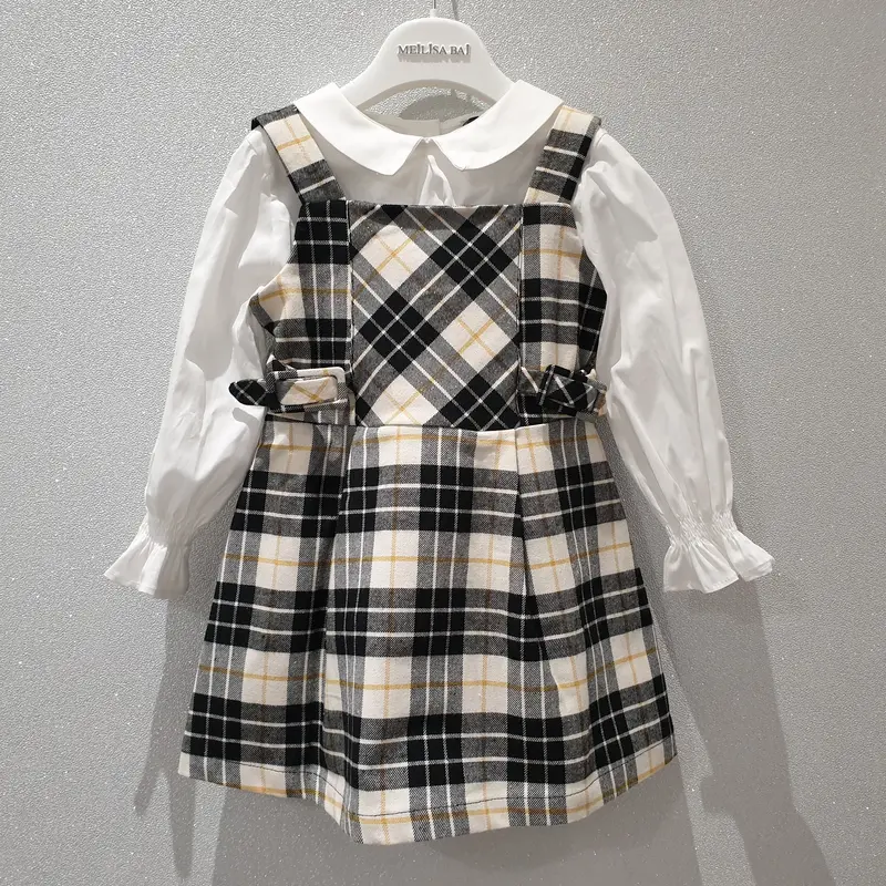 COMPLETO salopette a gonna con camicia bianca