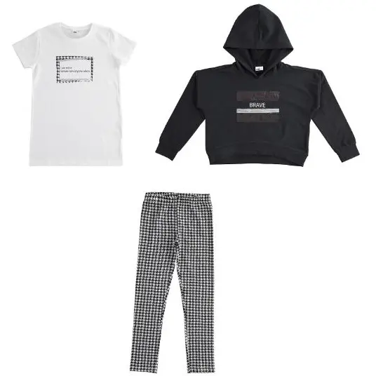 Completo scuola 3 pezzi, felpa, t-shirt, leggings