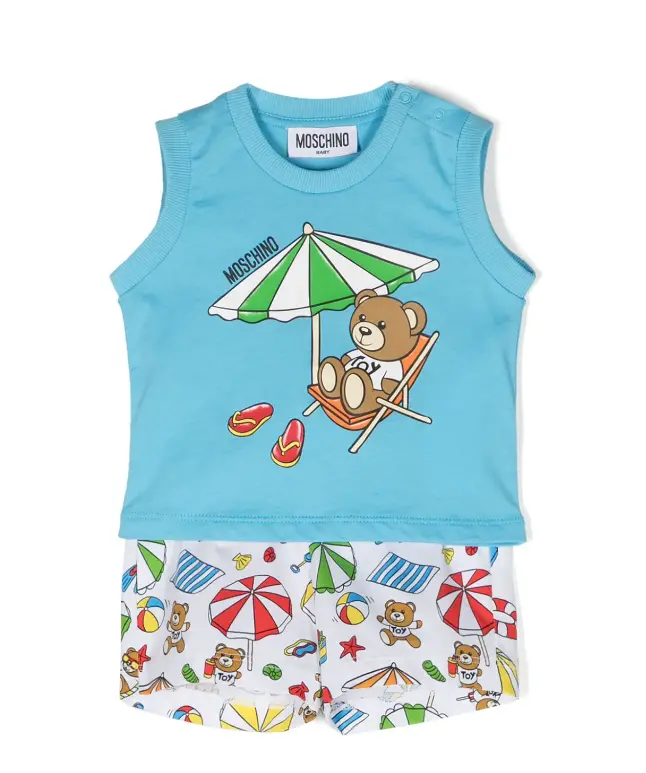 Completo sportivo celeste per neonato con Teddy Bear<BR/><BR/>