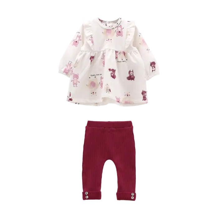 Completo Vestito Felpa e Leggings a Coste Melby
